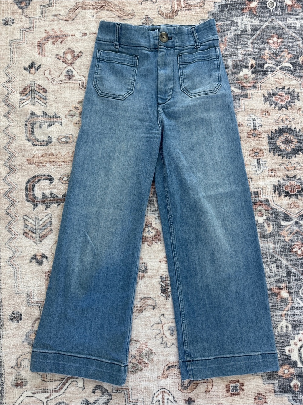 Pilcro Wide-Leg Cropped Jeans in Medium Blue